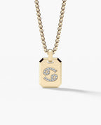 CANCER MINI ZODIAC Dog Tag Gold Pendant with 0.25ct Diamonds