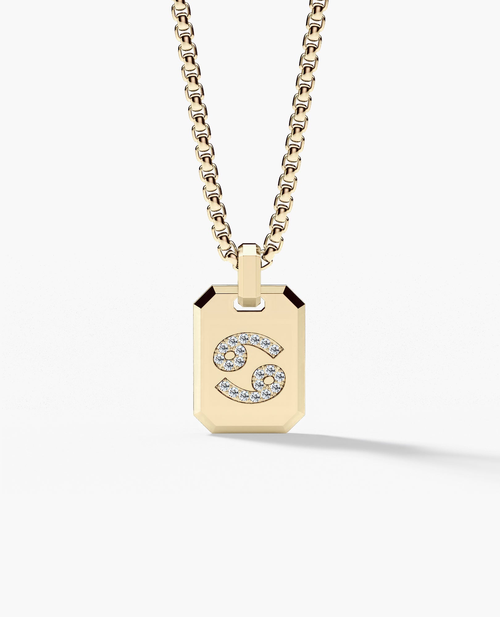 CANCER MINI ZODIAC Dog Tag Gold Pendant with 0.25ct Diamonds