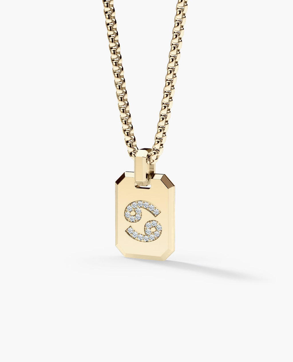 CANCER MINI ZODIAC Dog Tag Gold Pendant with 0.25ct Diamonds