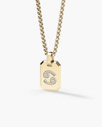 CANCER MINI ZODIAC Dog Tag Gold Pendant with 0.25ct Diamonds