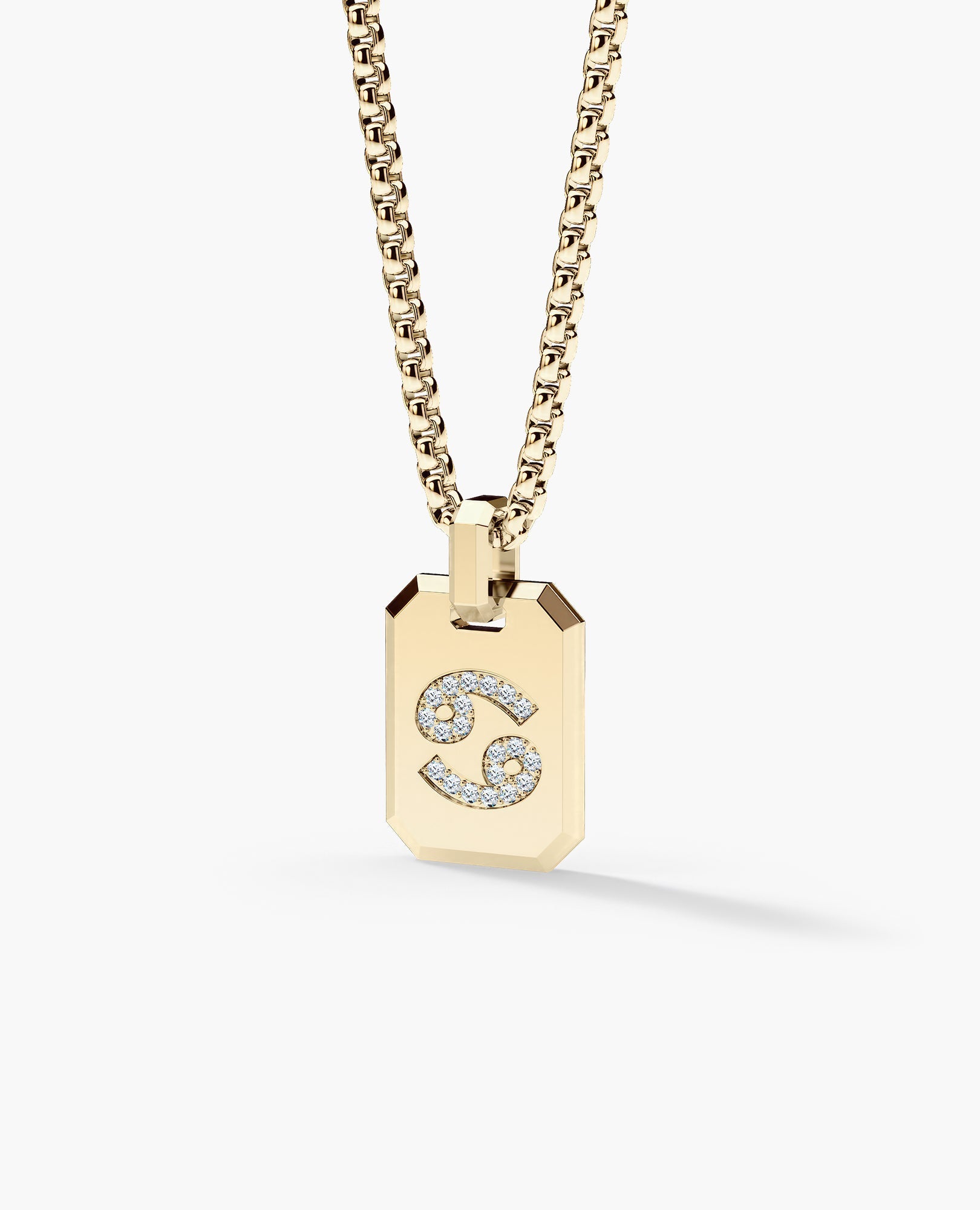 CANCER MINI ZODIAC Dog Tag Gold Pendant with 0.25ct Diamonds