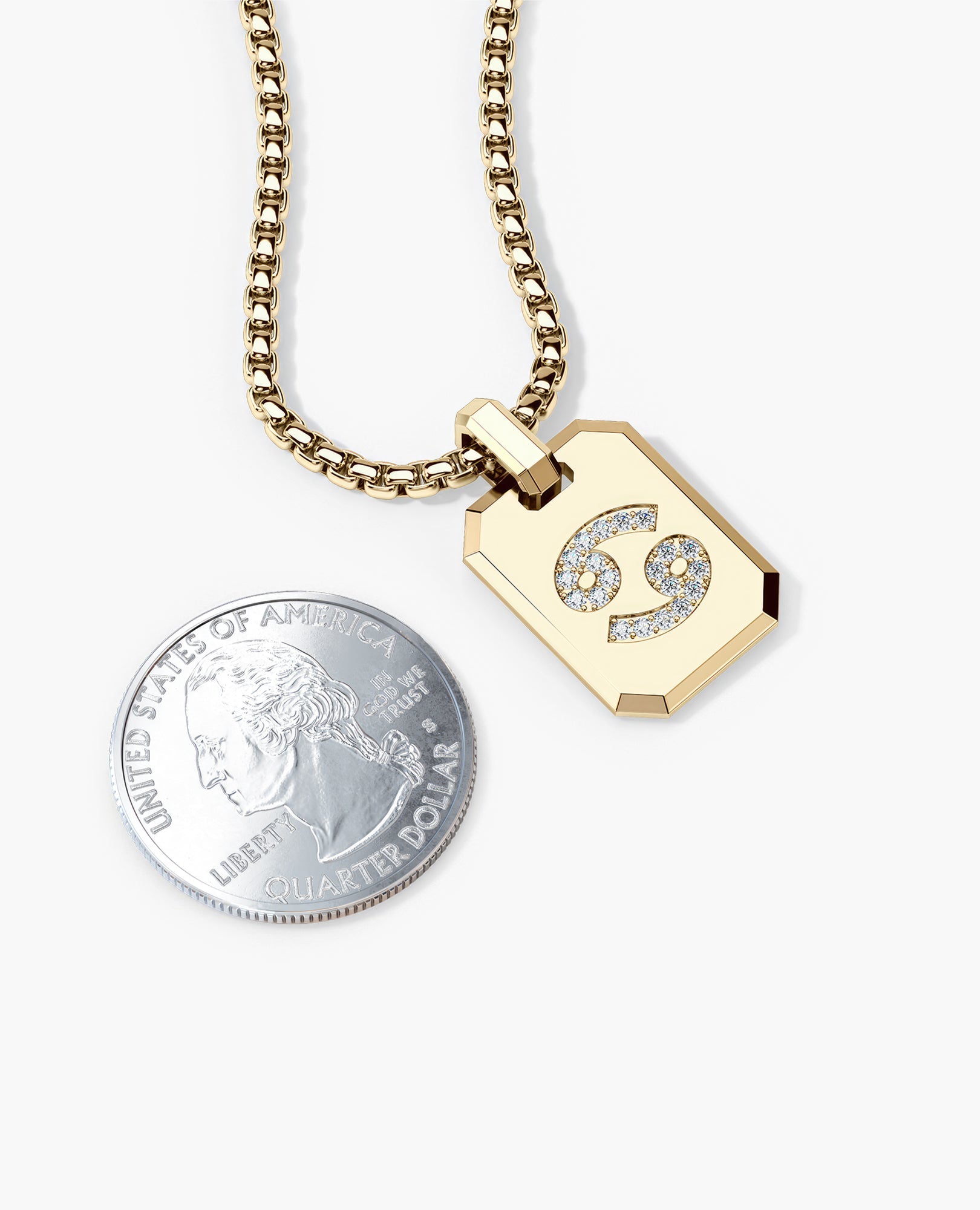 CANCER MINI ZODIAC Dog Tag Gold Pendant with 0.25ct Diamonds