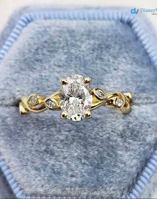 1 caret Oval lab grown diamond floral engagement ring DisneyValley