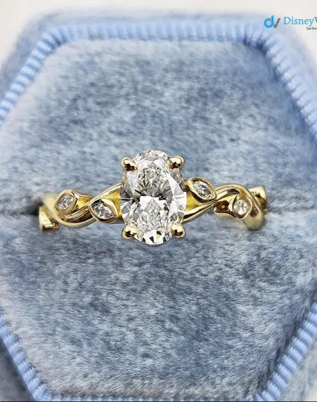 1 caret Oval lab grown diamond floral engagement ring DisneyValley Main image