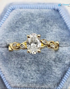 1 caret Oval lab grown diamond floral engagement ring DisneyValley