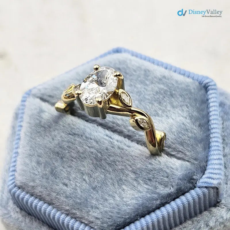 1 caret Oval lab grown diamond floral engagement ring DisneyValley