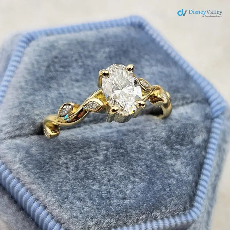 1 caret Oval lab grown diamond floral engagement ring DisneyValley