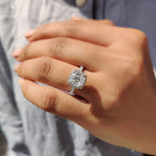 Cushion Cut Halo Engagement Ring in a Pave Band Style