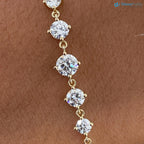 1.0 Ct Round Cut Diamond Stations Solid Yellow Gold Bracelet - DisneyValley