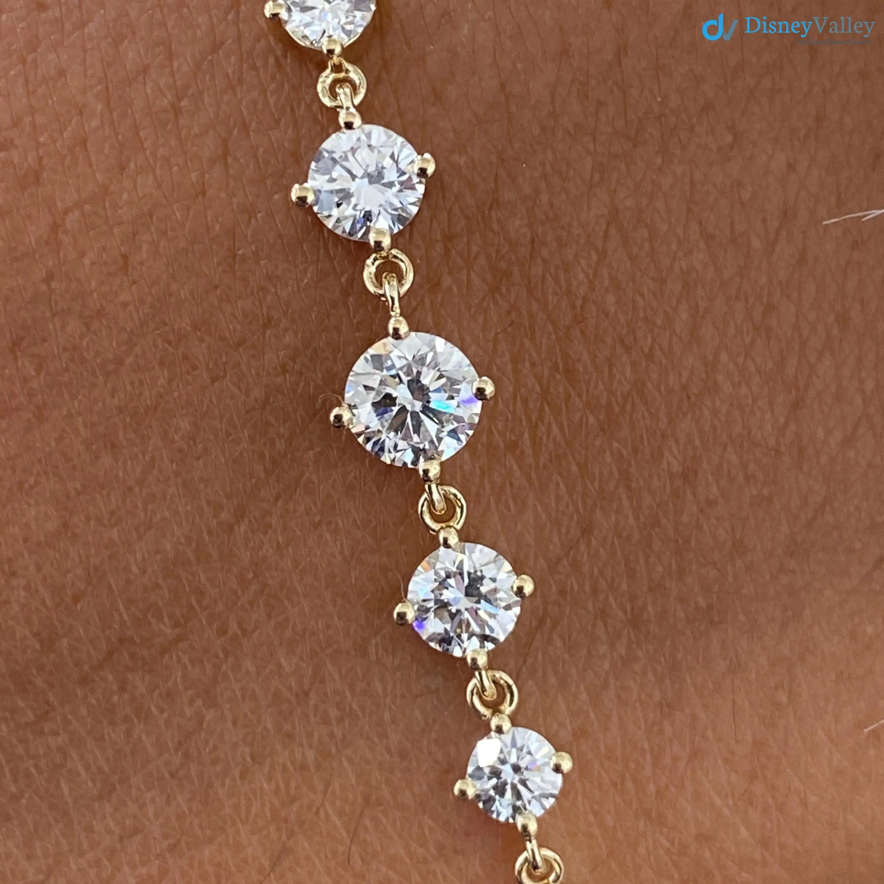 1.0 Ct Round Cut Diamond Stations Solid Yellow Gold Bracelet - DisneyValley