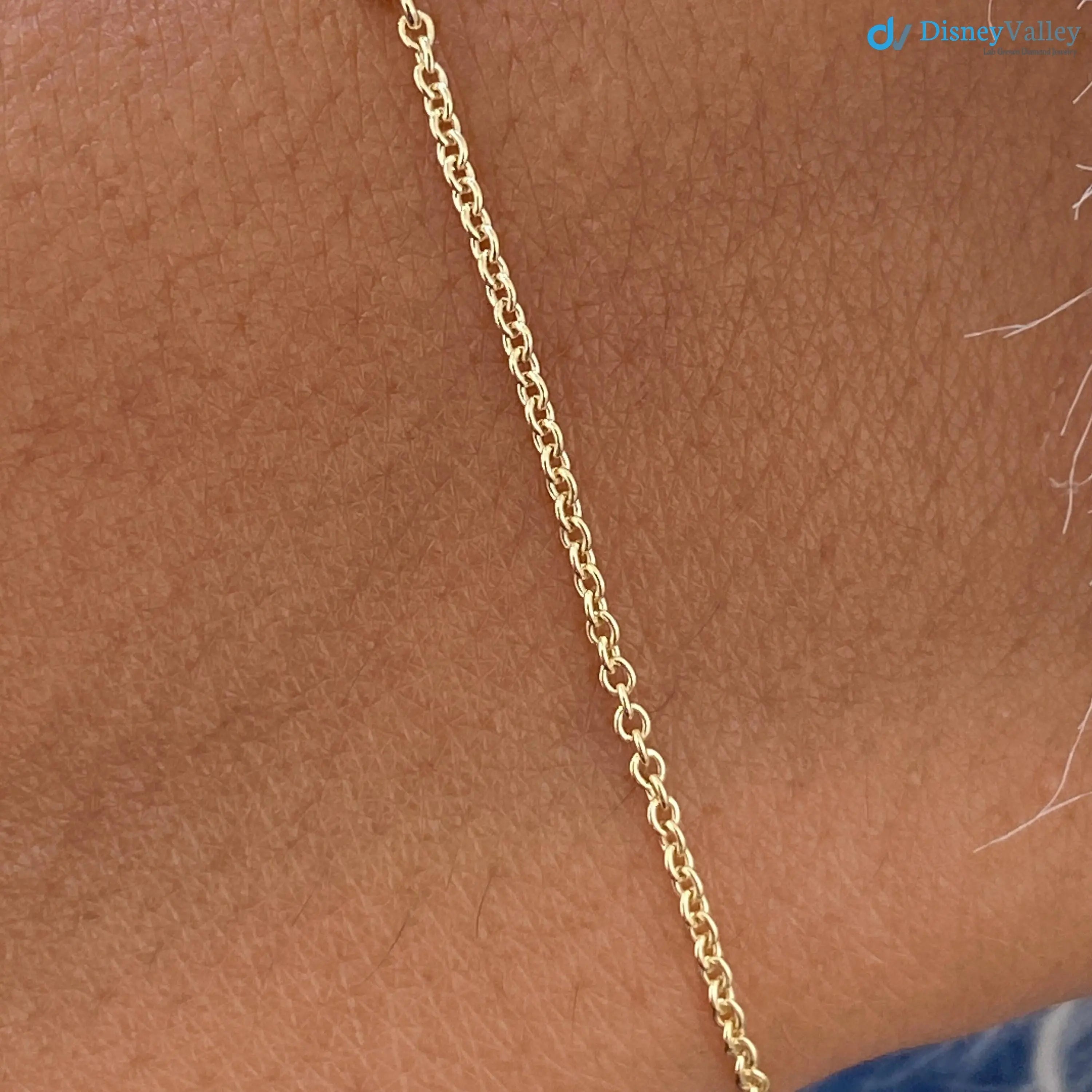 1.0 Ct Round Cut Diamond Stations Solid Yellow Gold Bracelet - DisneyValley