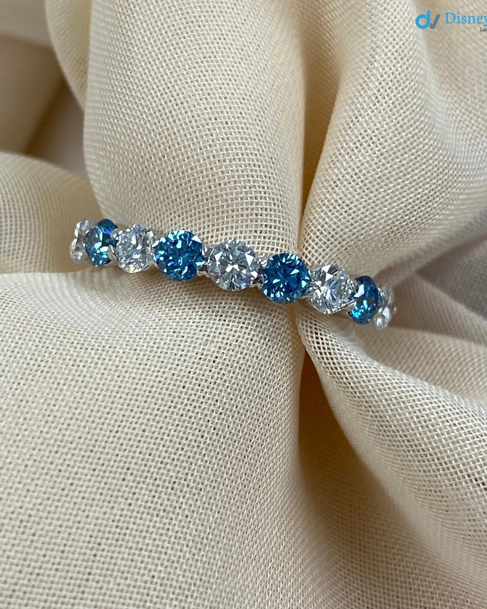 1.00 CT Blue and White Lab Grown Diamond Alternating Wedding Ring DisneyValley Main image