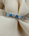1.00 CT Blue and White Lab Grown Diamond Alternating Wedding Ring DisneyValley