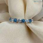 1.00 CT Blue and White Lab Grown Diamond Alternating Wedding Ring DisneyValley