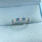 1.00 CT Blue and White Lab Grown Diamond Alternating Wedding Ring DisneyValley