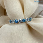 1.00 CT Blue and White Lab Grown Diamond Alternating Wedding Ring DisneyValley