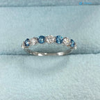 1.00 CT Blue and White Lab Grown Diamond Alternating Wedding Ring DisneyValley
