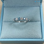 1.00 CT Blue and White Lab Grown Diamond Alternating Wedding Ring DisneyValley