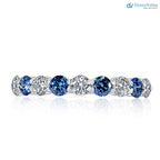 1.00 CT Blue and White Lab Grown Diamond Alternating Wedding Ring DisneyValley