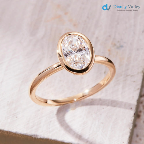 1.00 Carat E Color VS1 Clarity Oval Cut Lab Grown Diamond Engagement Ring - DisneyValley