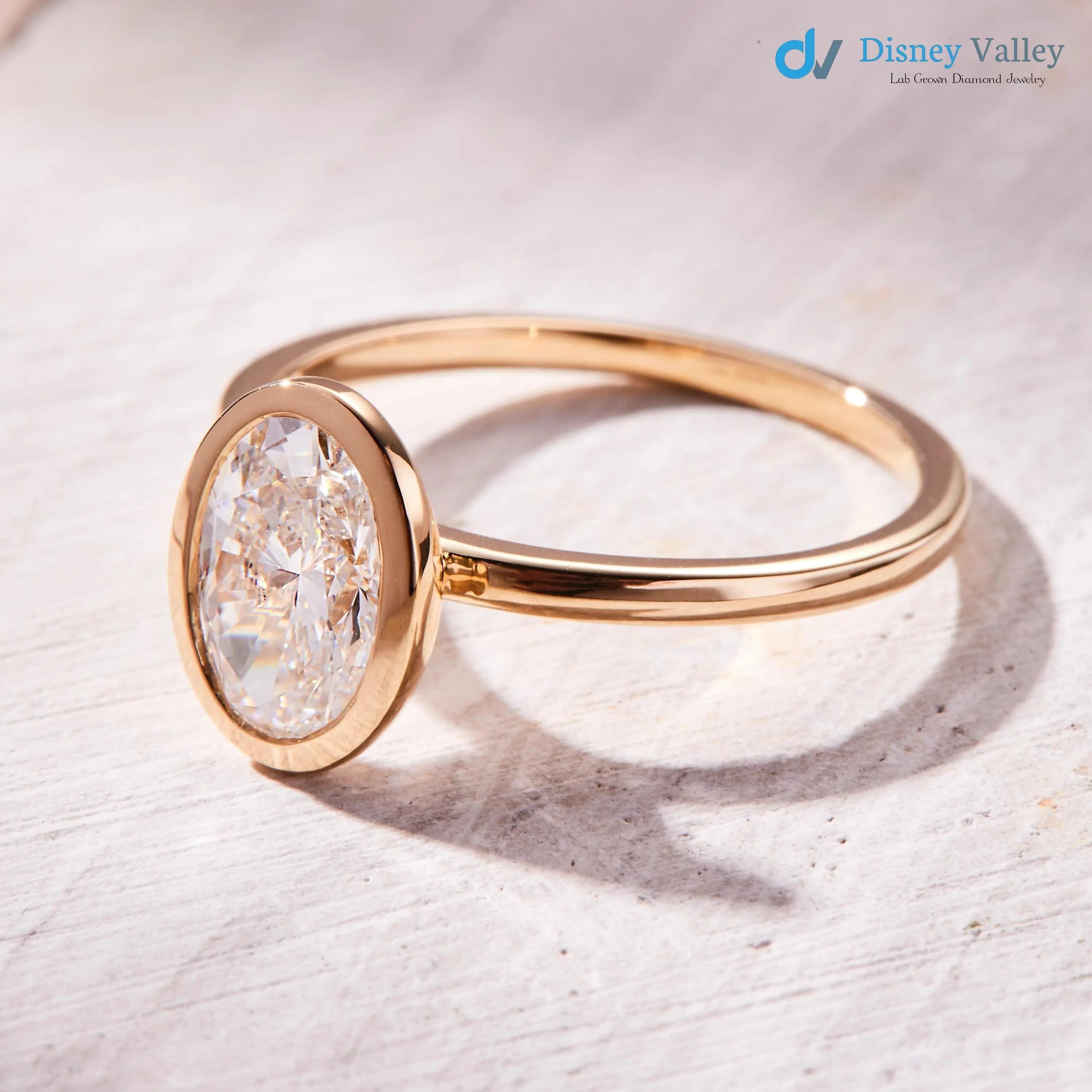 1.00 Carat E Color VS1 Clarity Oval Cut Lab Grown Diamond Engagement Ring - DisneyValley