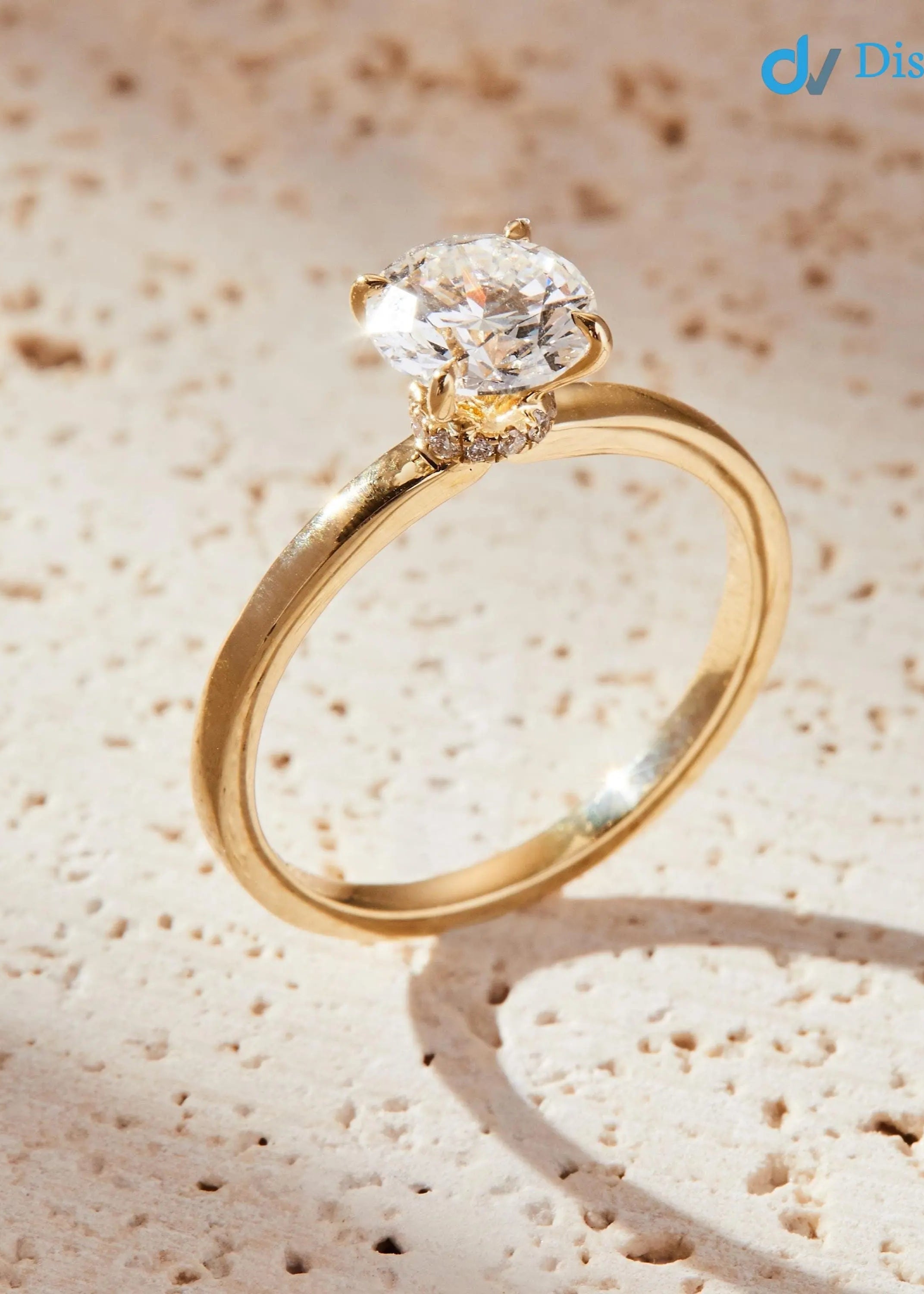 1.00 Carat Round Cut Lab-Grown Diamond Engagement Ring with Hidden Halo - DisneyValley Main image