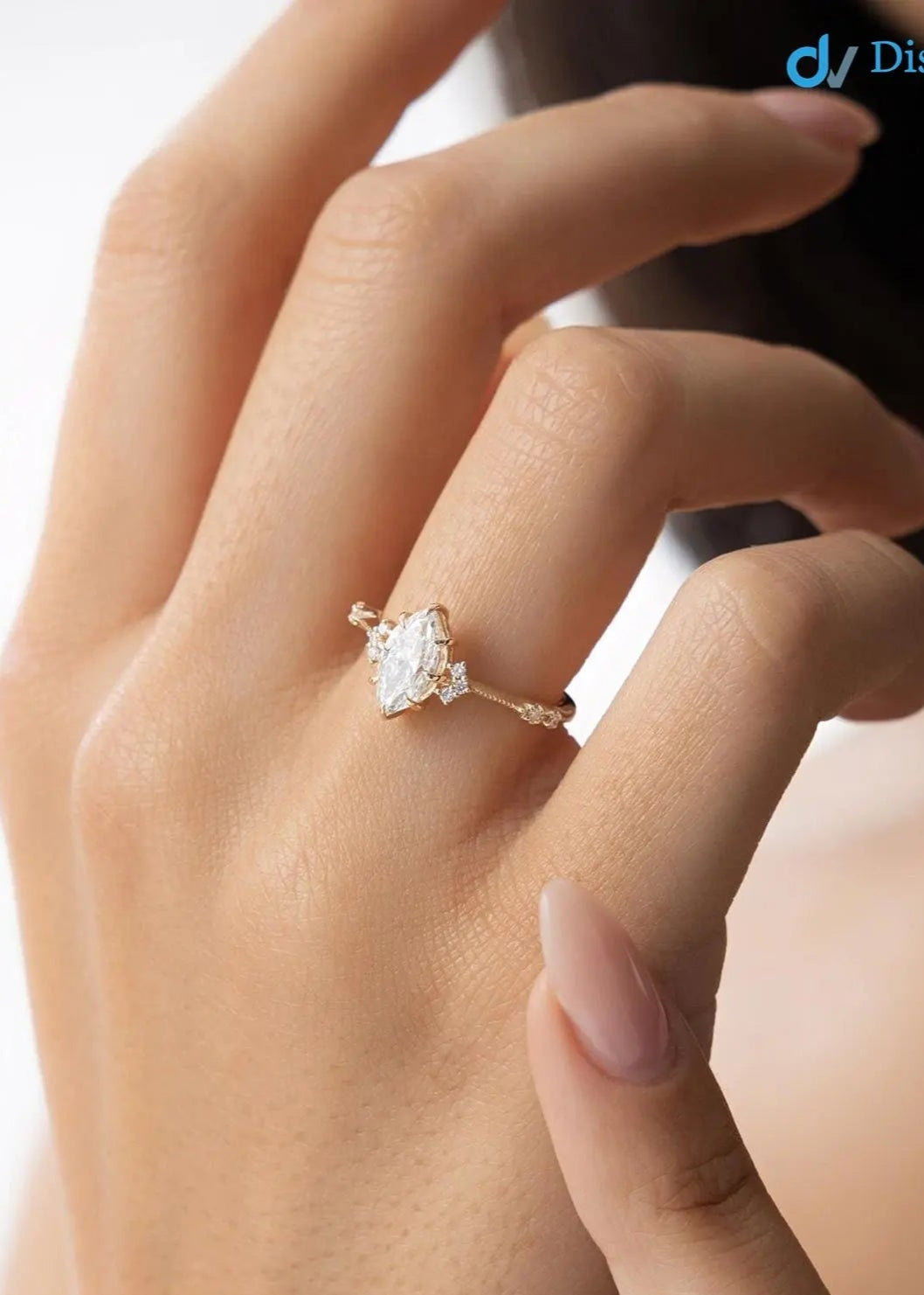 1.10 ctw Marquise Lab Grown Diamond Engagement Ring - DisneyValley Main image