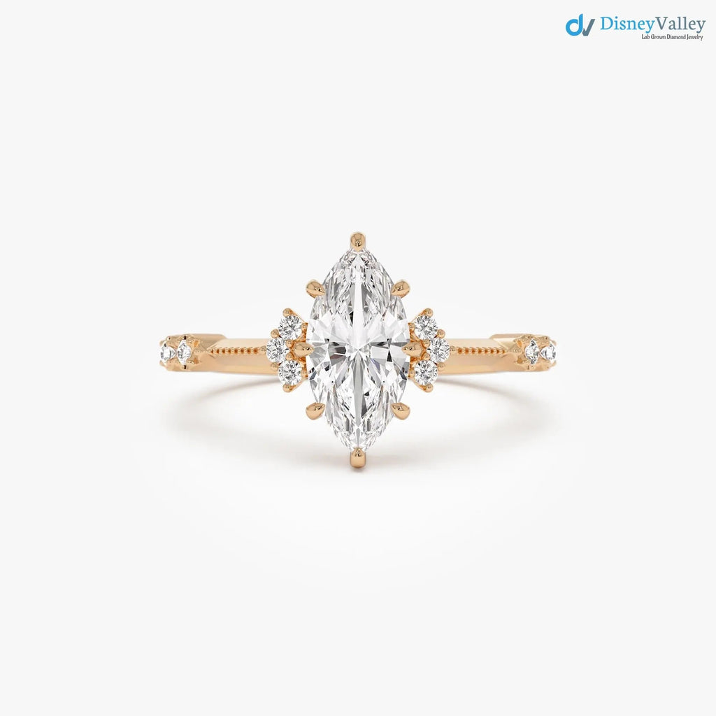 1.10 ctw Marquise Lab Grown Diamond Engagement Ring - DisneyValley