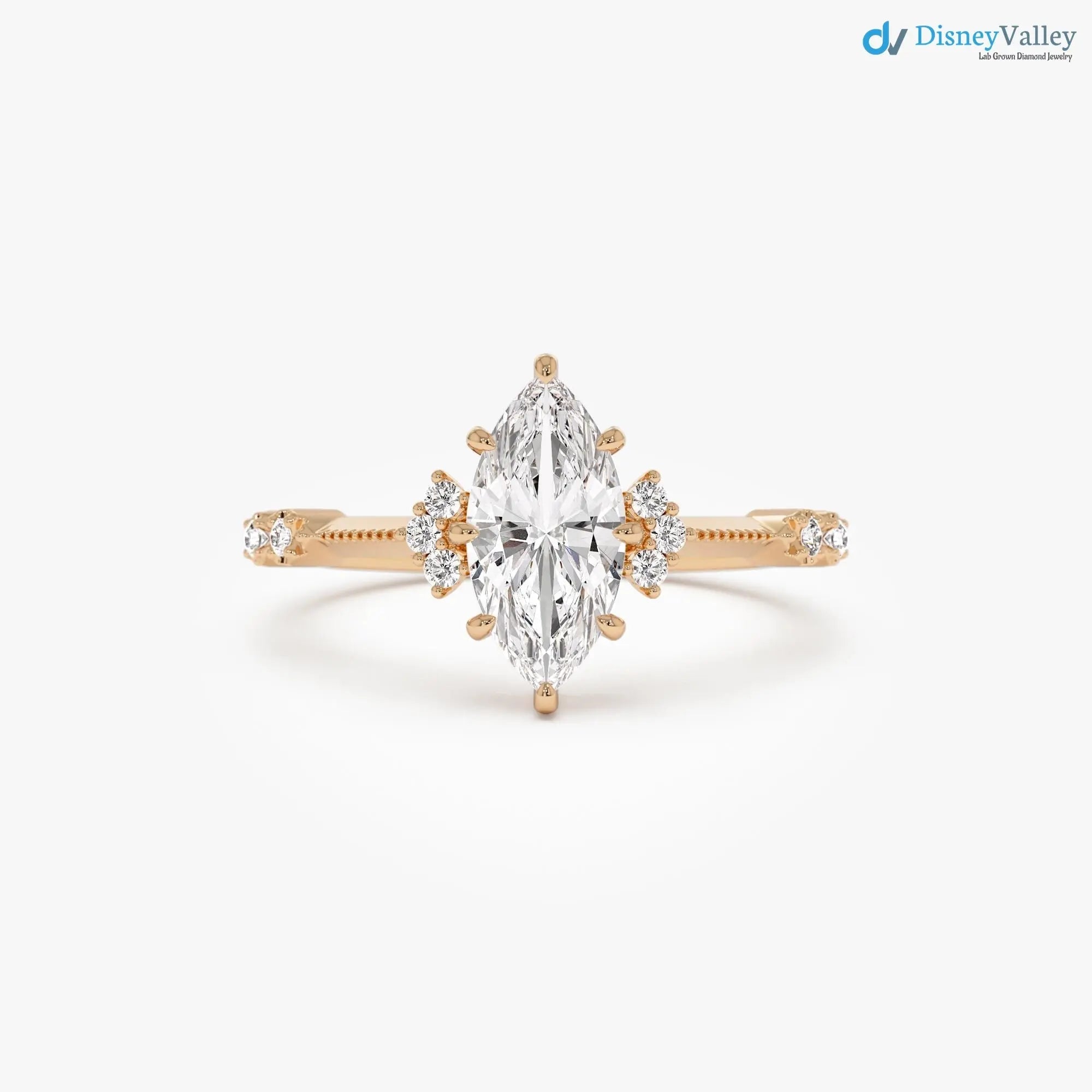 1.10 ctw Marquise Lab Grown Diamond Engagement Ring - DisneyValley