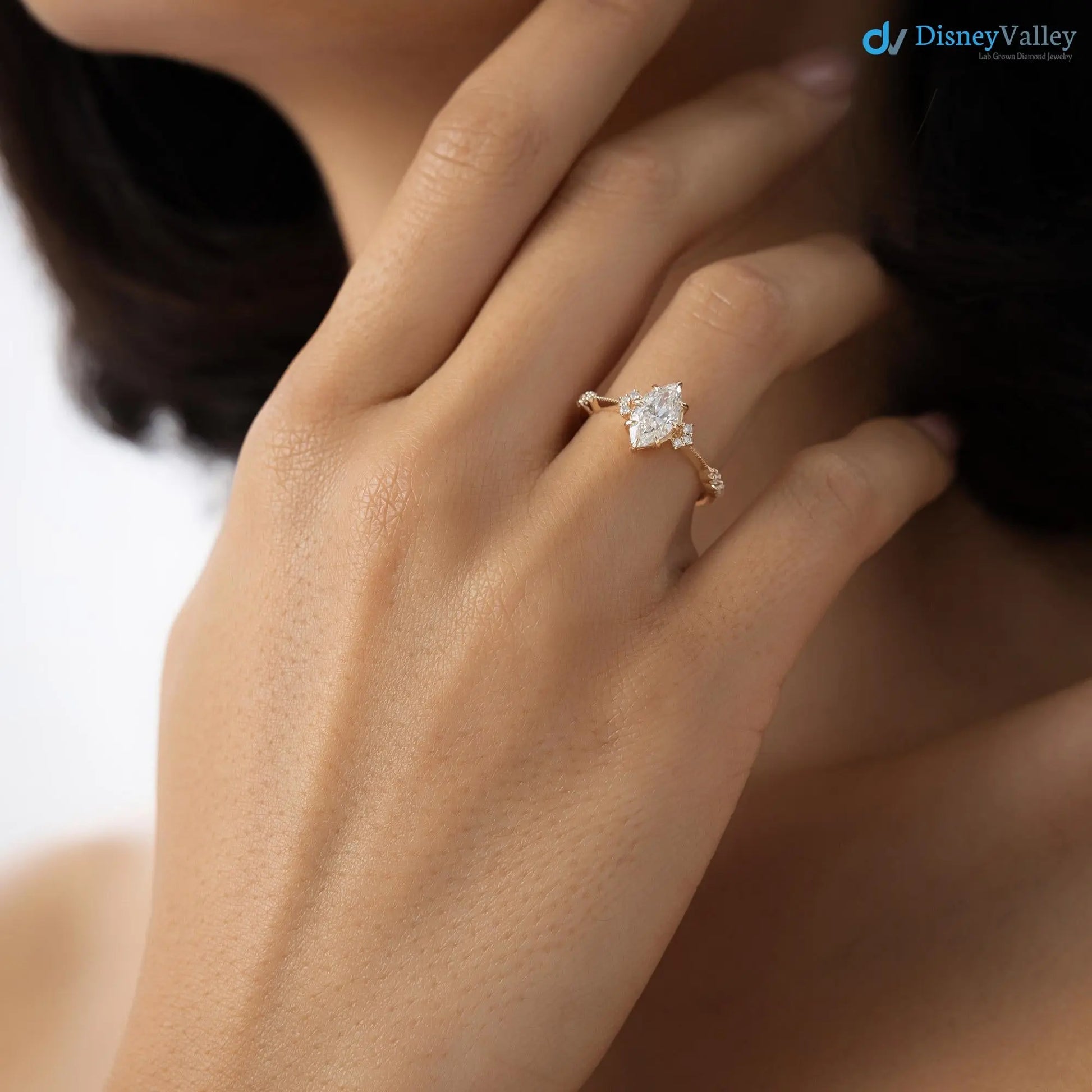 1.10 ctw Marquise Lab Grown Diamond Engagement Ring - DisneyValley
