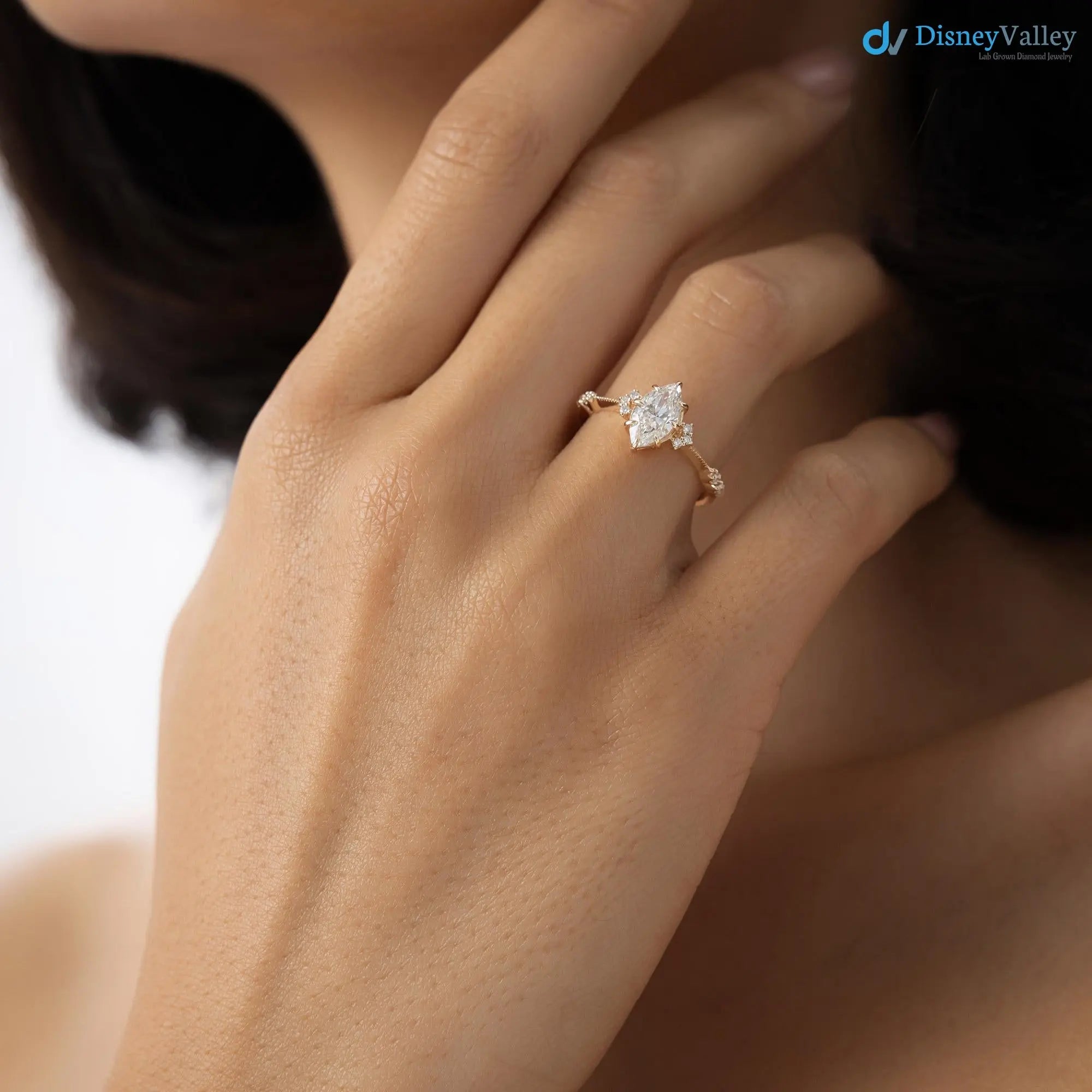 1.10 ctw Marquise Lab Grown Diamond Engagement Ring - DisneyValley