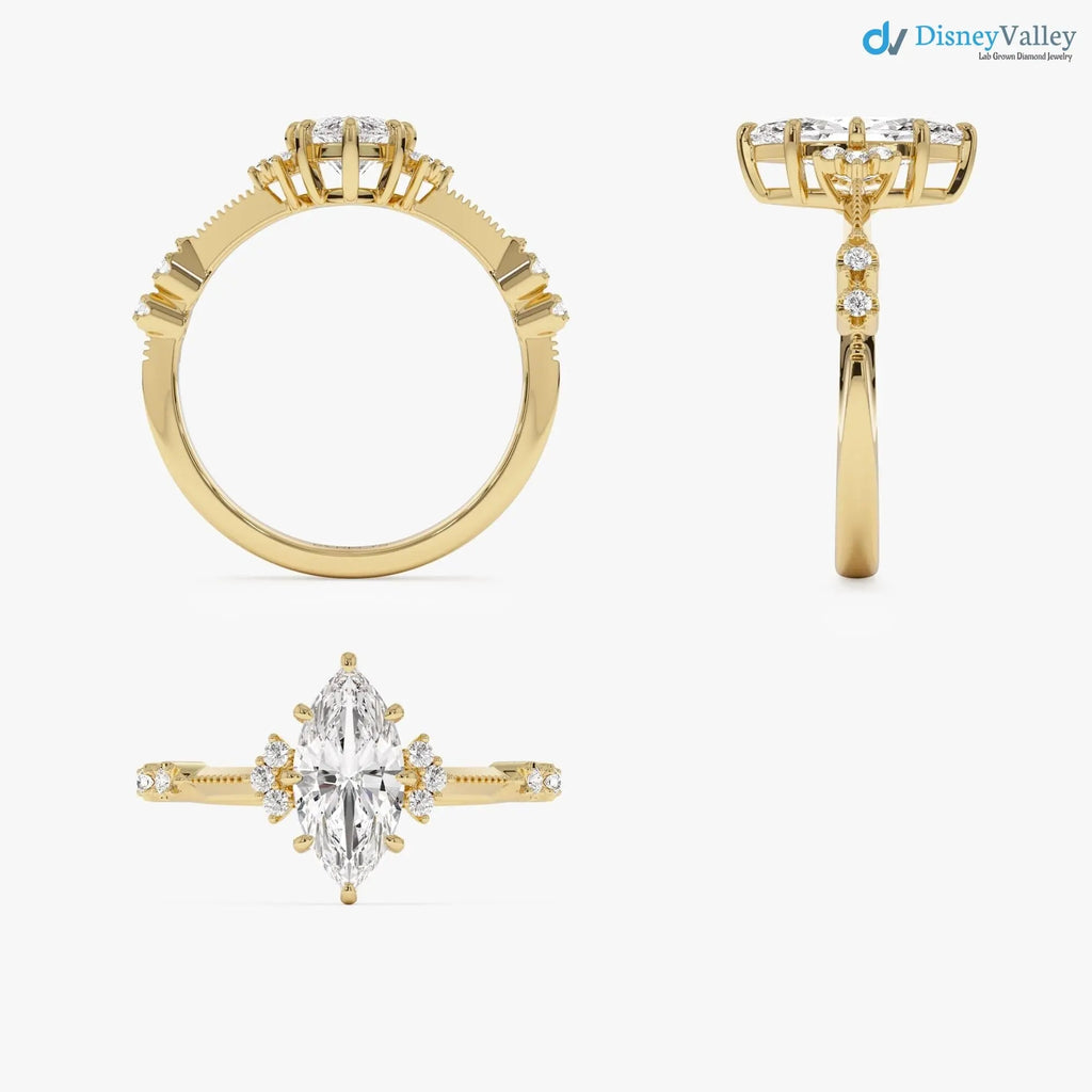 1.10 ctw Marquise Lab Grown Diamond Engagement Ring - DisneyValley