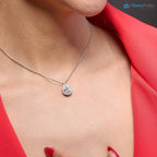 1.20 Ct Pear Cut IGI Certified Excellent Cut Lab Grown Diamond hallo Pendant DisneyValley