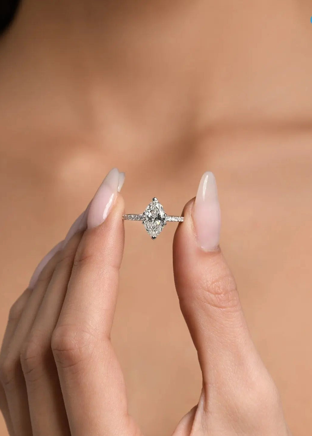 1.25 Carat Marquise Cut E/VVS1 Lab Created Diamond Engagement Ring - DisneyValley Main image
