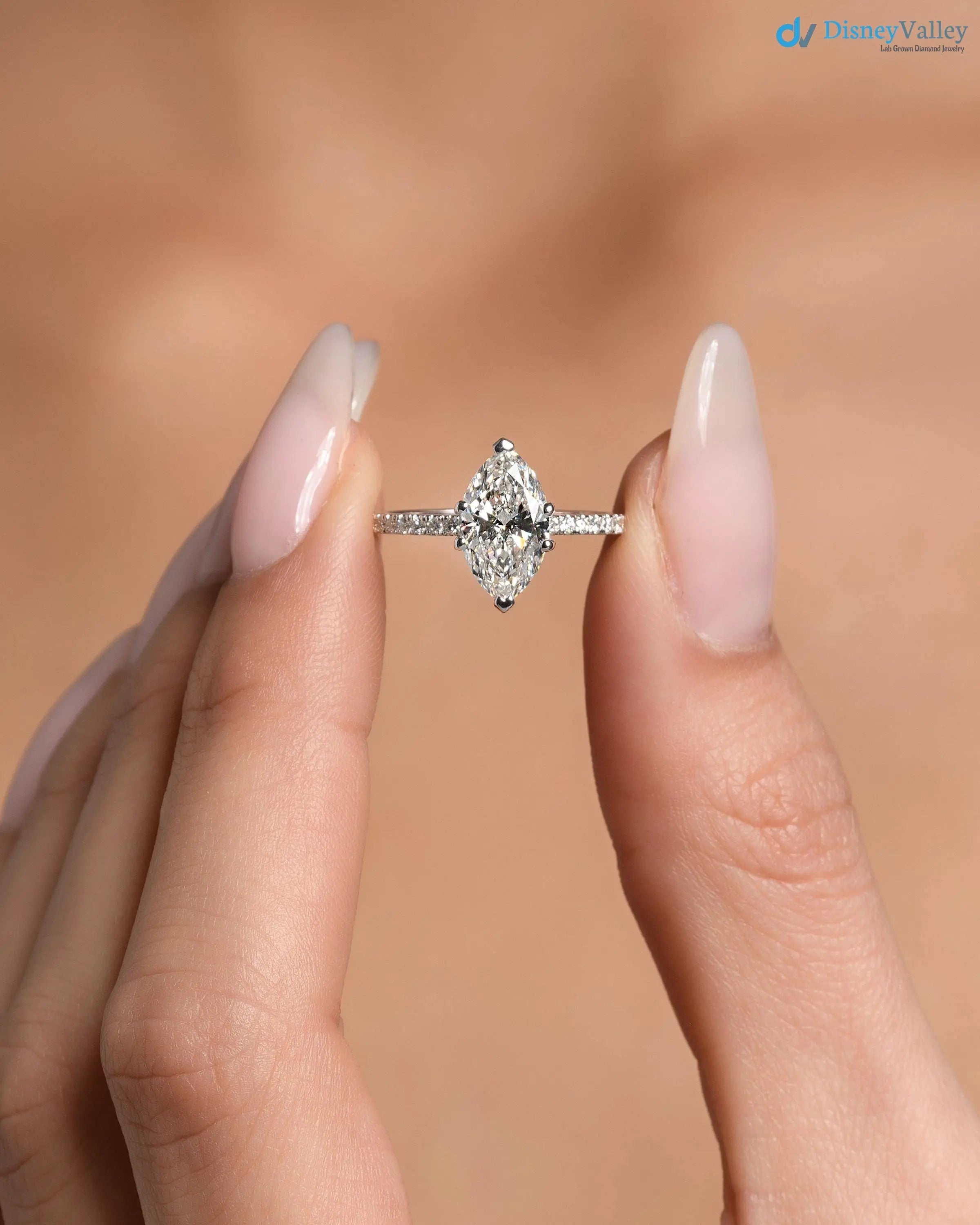1.25 Carat Marquise Cut E/VVS1 Lab Created Diamond Engagement Ring - DisneyValley