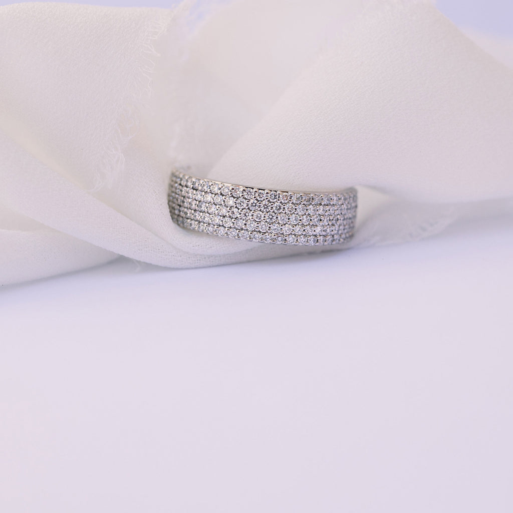 1.45 TCW Round Cut Micro Setting Moissanite Wedding Band