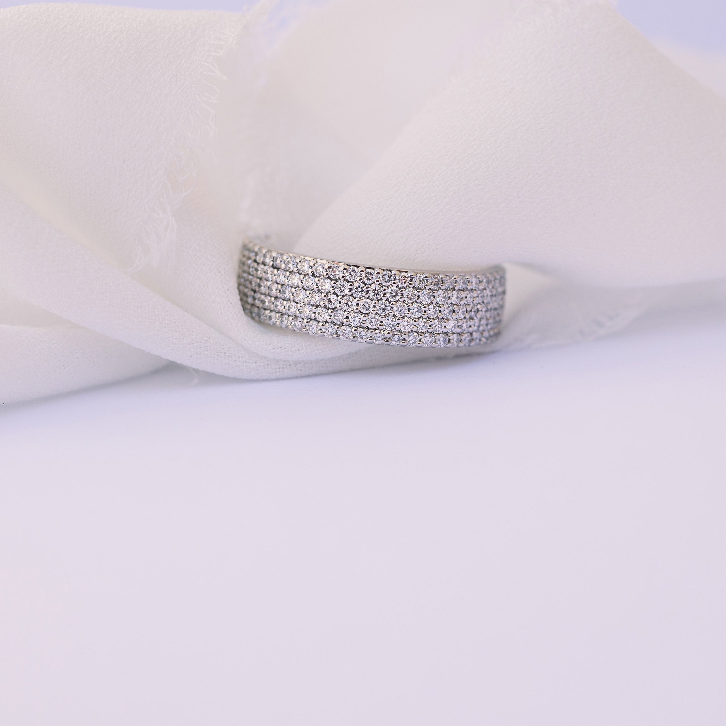 1.45 TCW Round Cut Micro Setting Moissanite Wedding Band