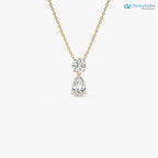 1.25 ctw 14K Gold Basket Setting Pear Shape Diamond Necklace DisneyValley