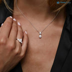 1.25 ctw 14K Gold Basket Setting Pear Shape Diamond Necklace DisneyValley