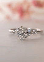 1.5 carat serephina oval cut cluster moissanite wedding ring - DisneyValley