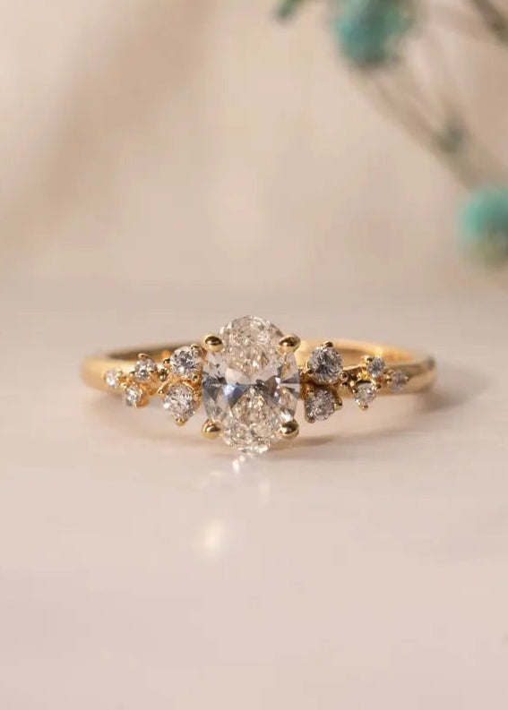 1.5 carat serephina oval cut cluster moissanite wedding ring - DisneyValley Main image