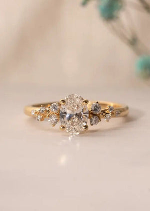 1.5 carat serephina oval cut cluster moissanite wedding ring - DisneyValley