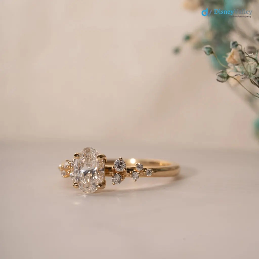 1.5 carat serephina oval cut cluster moissanite wedding ring - DisneyValley