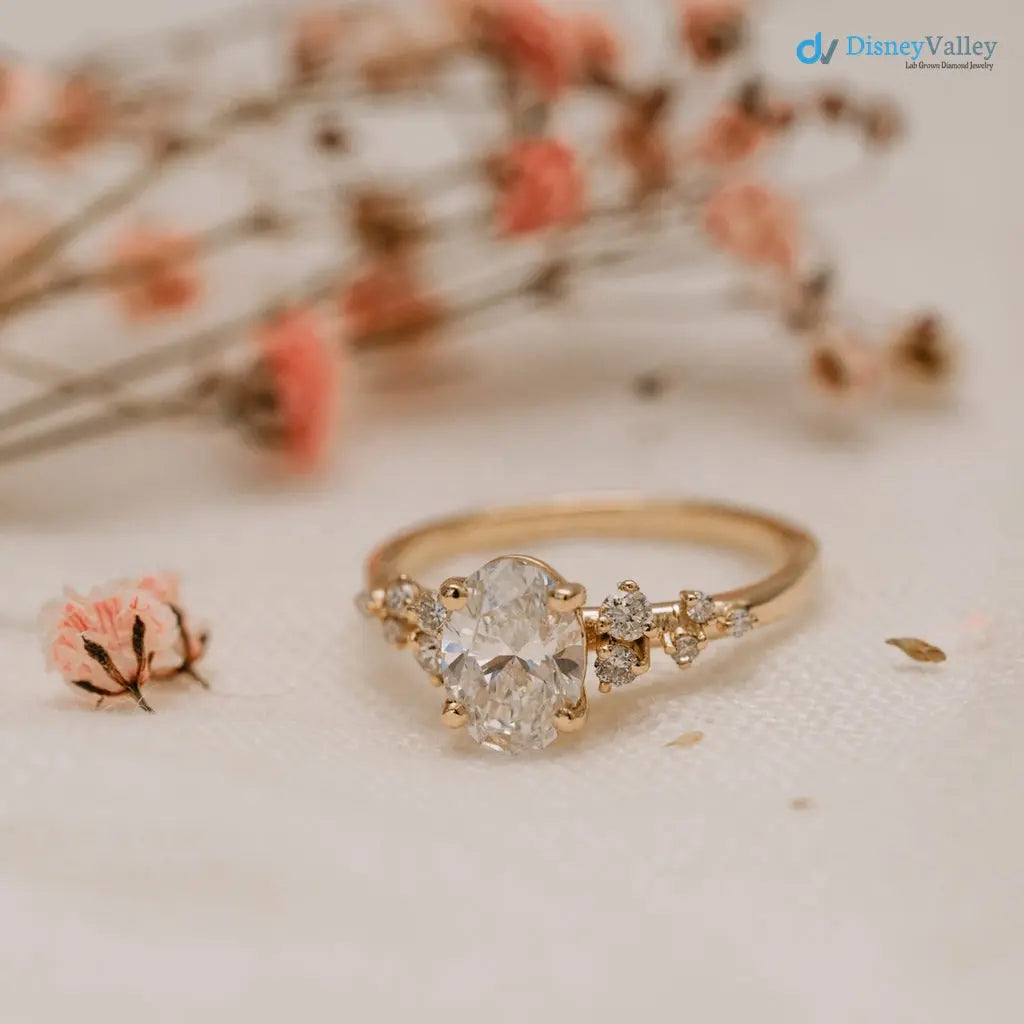 1.5 carat serephina oval cut cluster moissanite wedding ring - DisneyValley