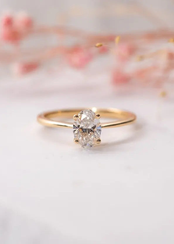 1.5 carat the pinelope oval cut lab grown diamond engagement rings - DisneyValley Main image