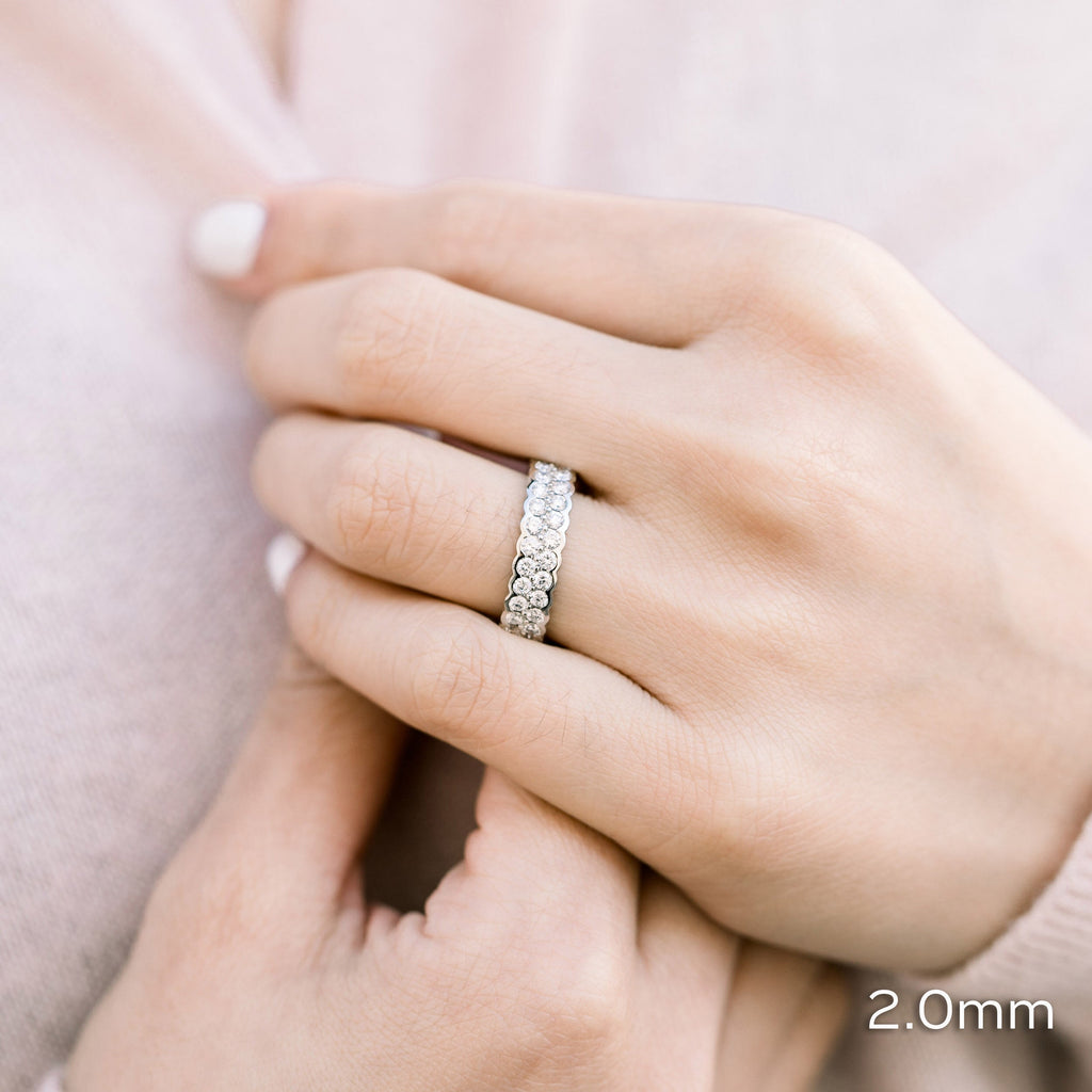 2.0 TCW Round Cut Two Row Setting Moissanite Wedding Band