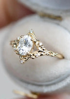 1.5 caret oval cut diamond Swirling filigree split shank vintage ring DisneyValley