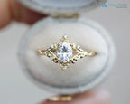 1.5 caret oval cut diamond Swirling filigree split shank vintage ring - DisneyValley