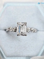 1.5 ct Emerald cut diamond lab grown inspired engagement ring DisneyValley