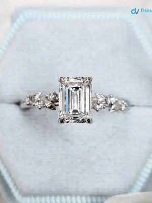 1.5 ct Emerald cut diamond lab grown inspired engagement ring DisneyValley